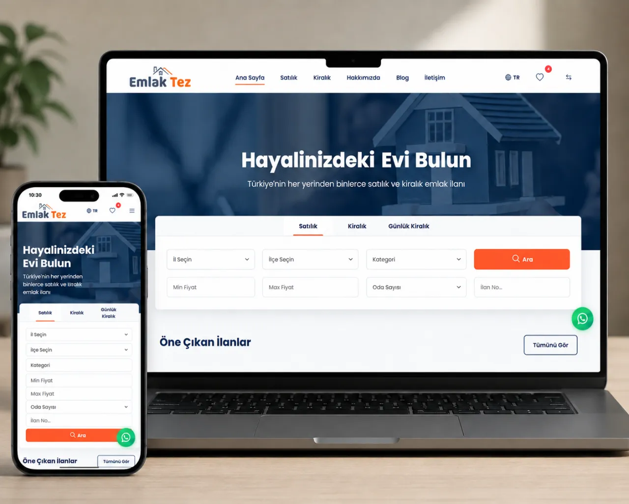 Emlak Tez yönetim paneli arayüzü